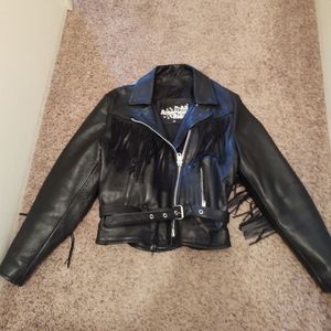 Vintage Leather Fringe Biker Jacket